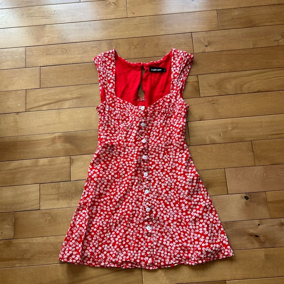 Red Floral Mini Dress - Picture 2 of 2